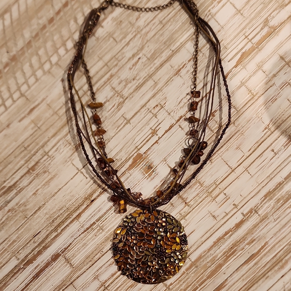 Elegant Multi-Strand Brown Necklace